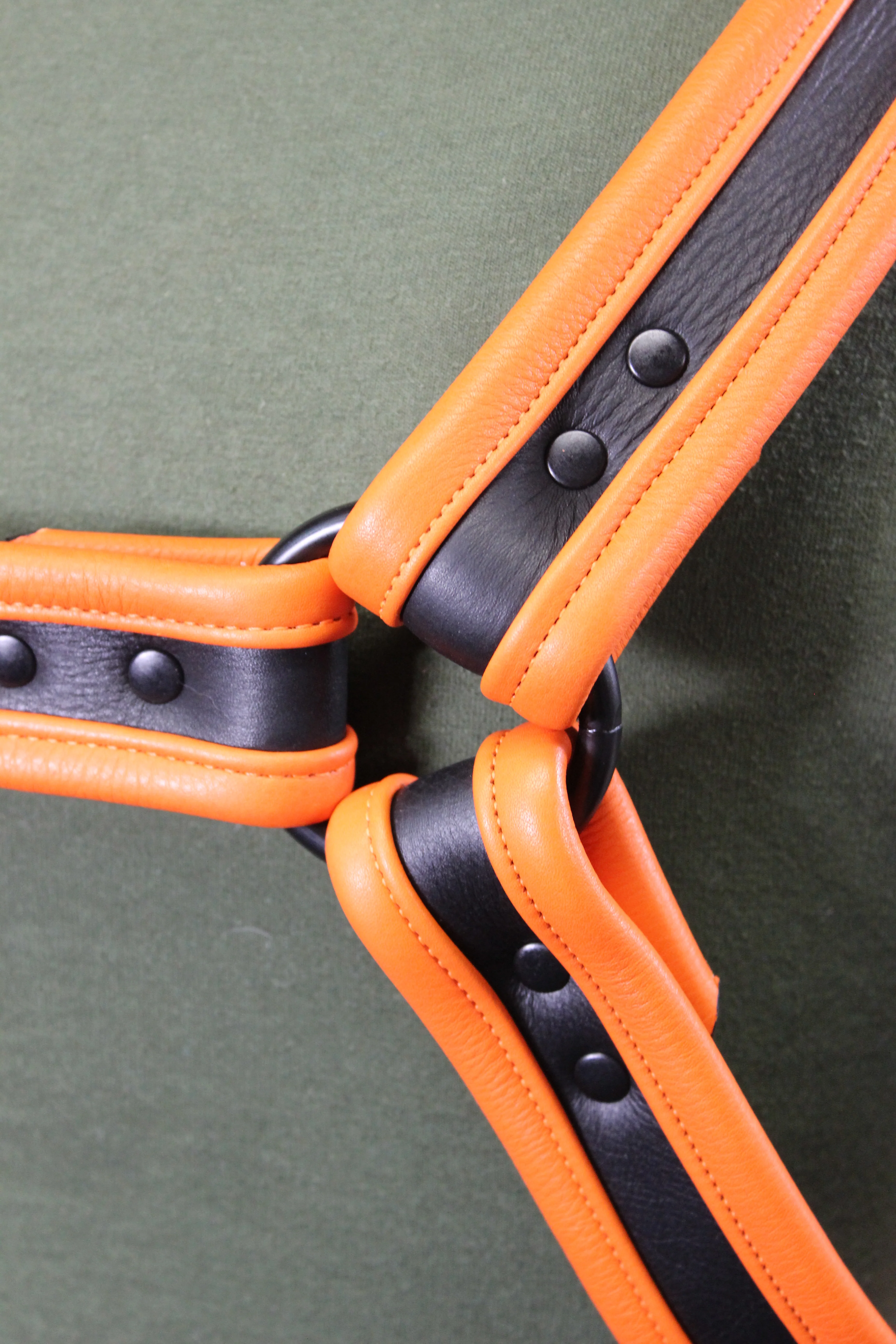 Black and Orange Bulldog Harness - Our Softest Leather! - Image 19