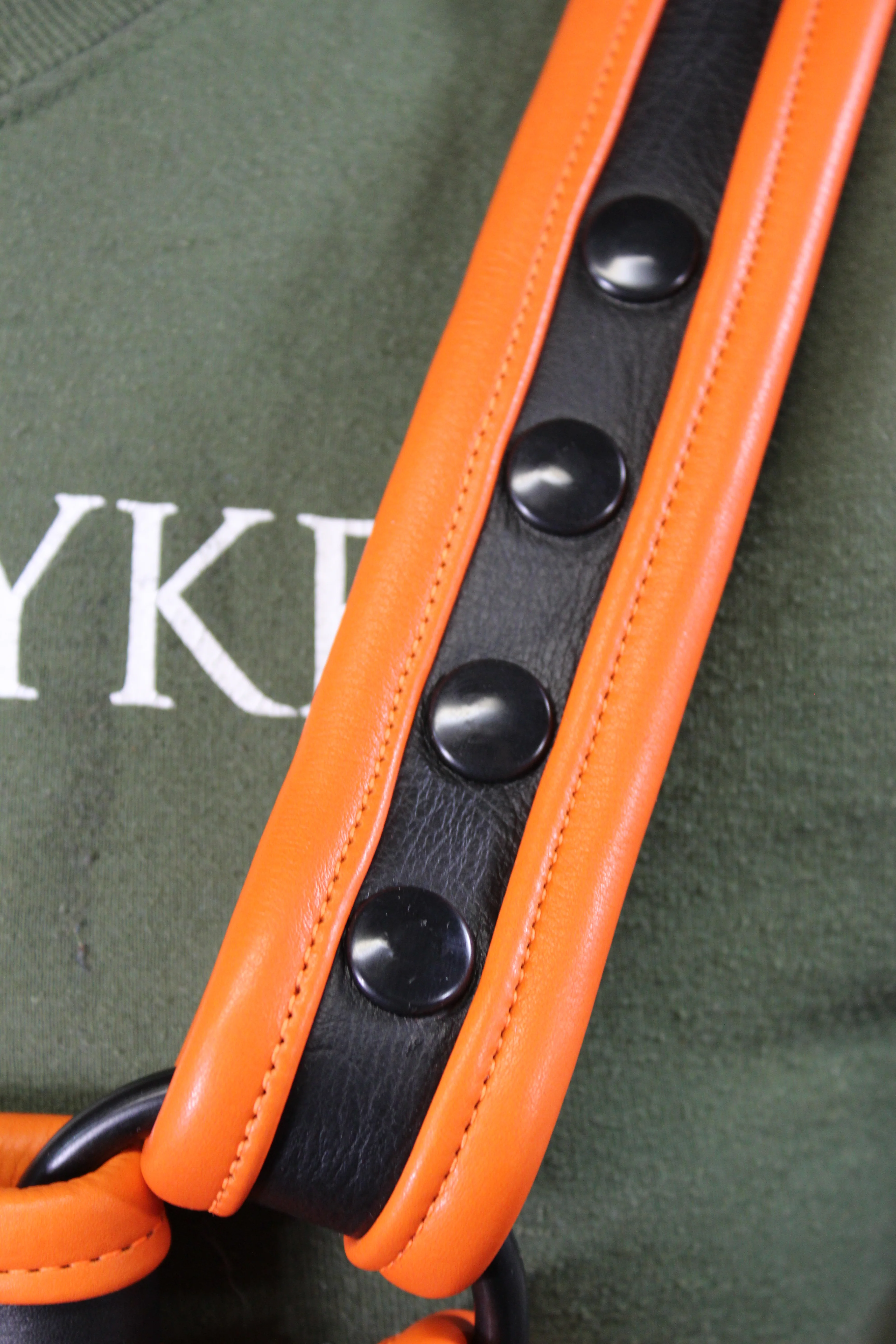 Black and Orange Bulldog Harness - Our Softest Leather! - Image 21