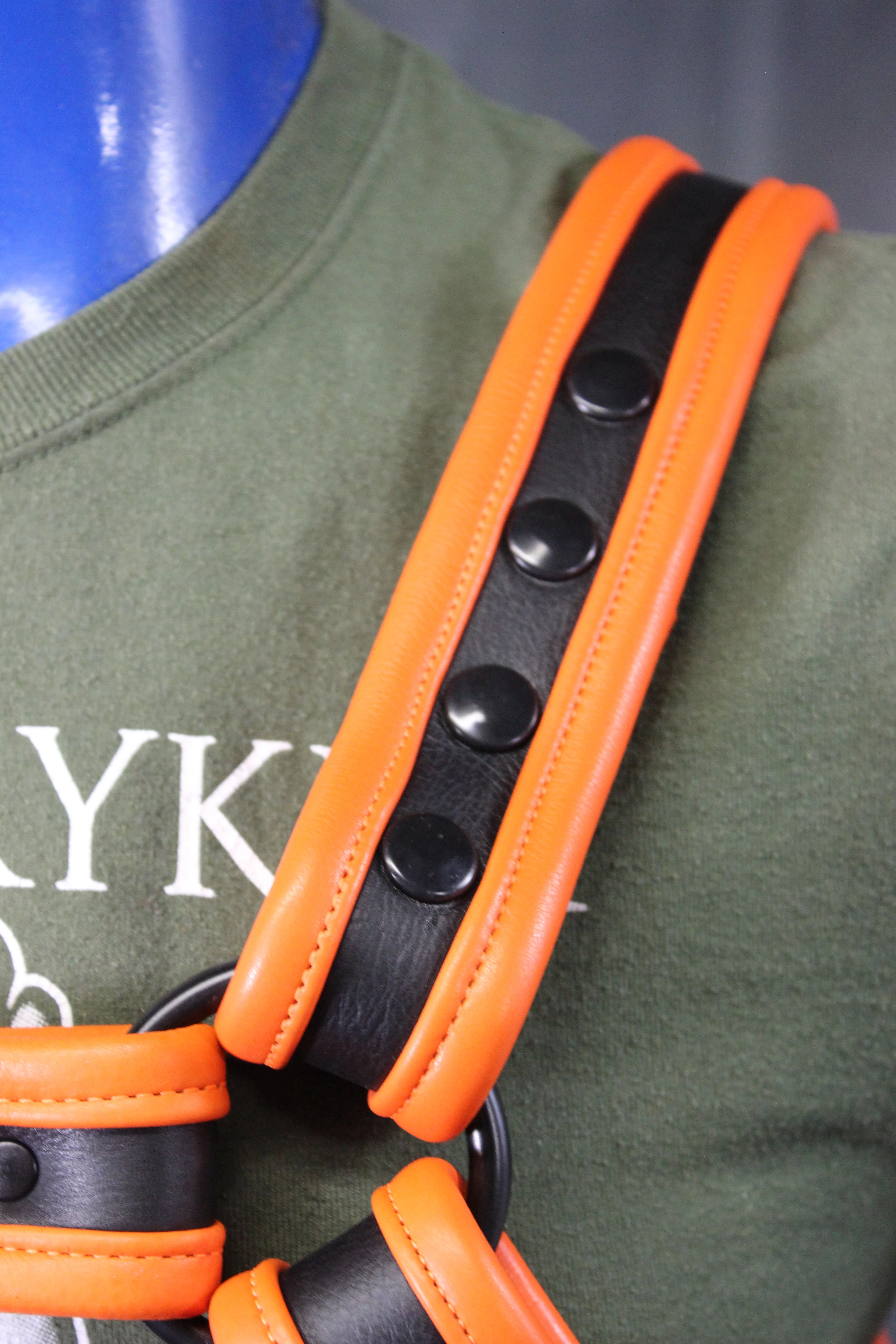 Black and Orange Bulldog Harness - Our Softest Leather! - Image 9