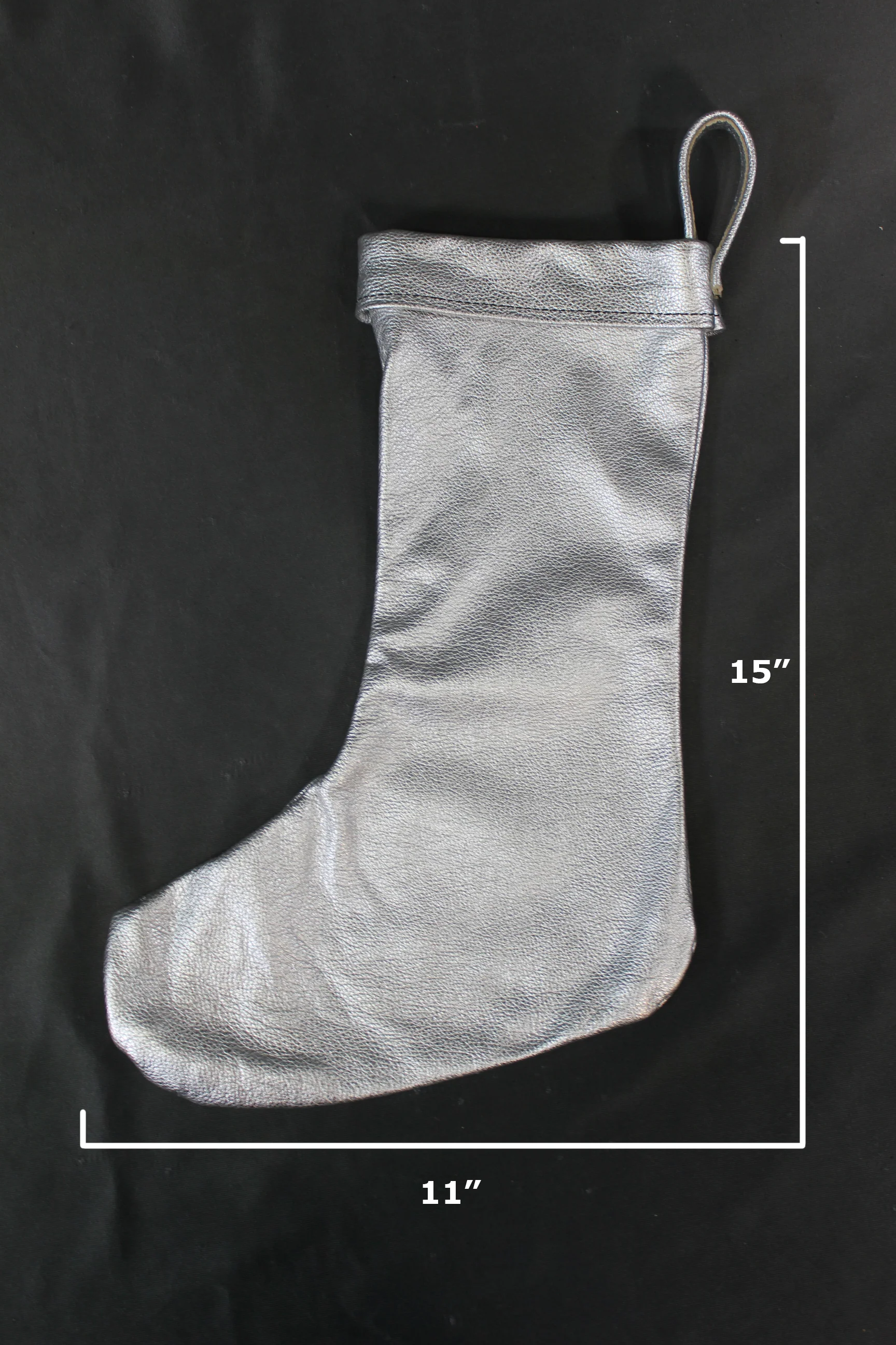Black Leather Christmas Stocking - 100% Hand Made in the USA. Monogramming Available. - Image 6