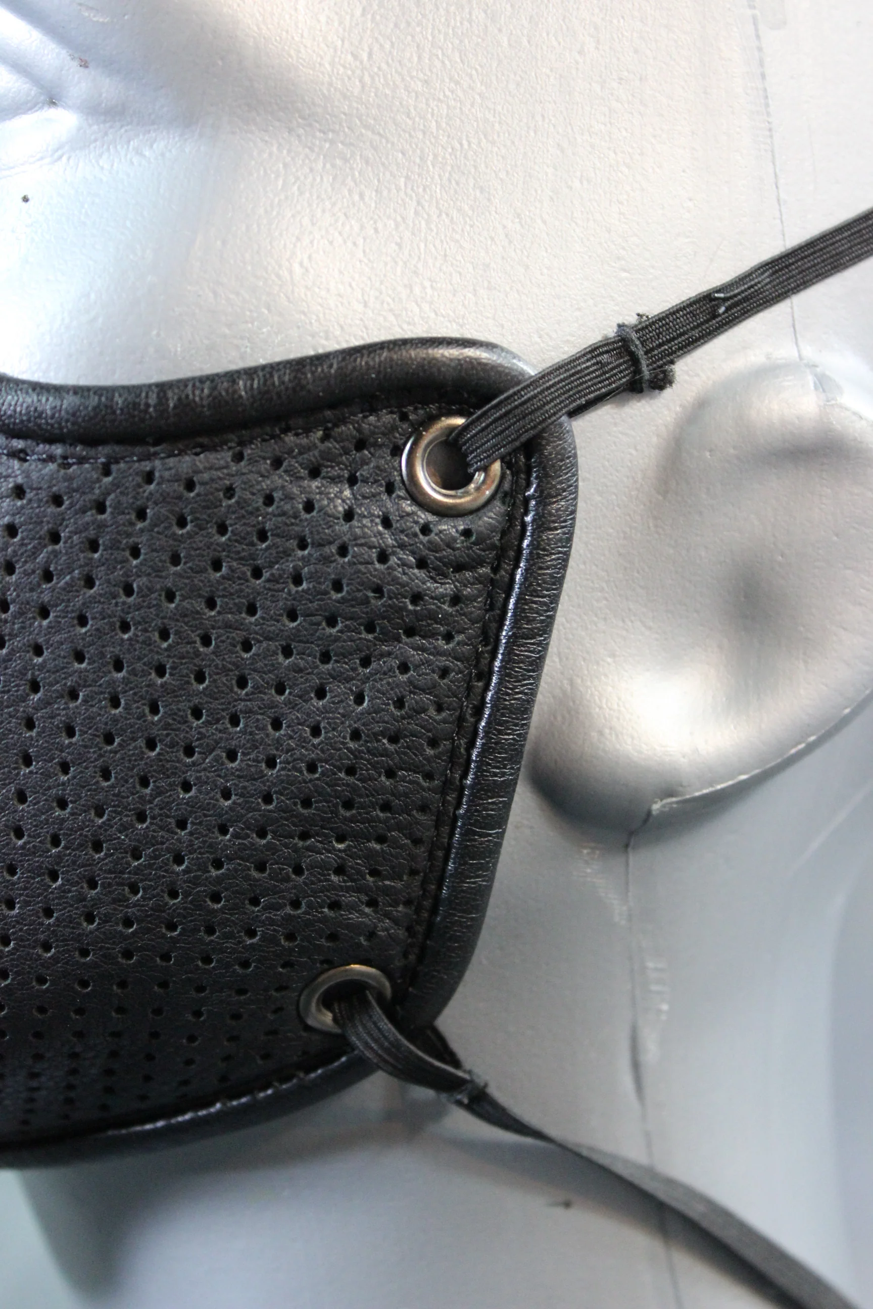 Perforated Leather Face Mask with Filter Pouch - Image 4