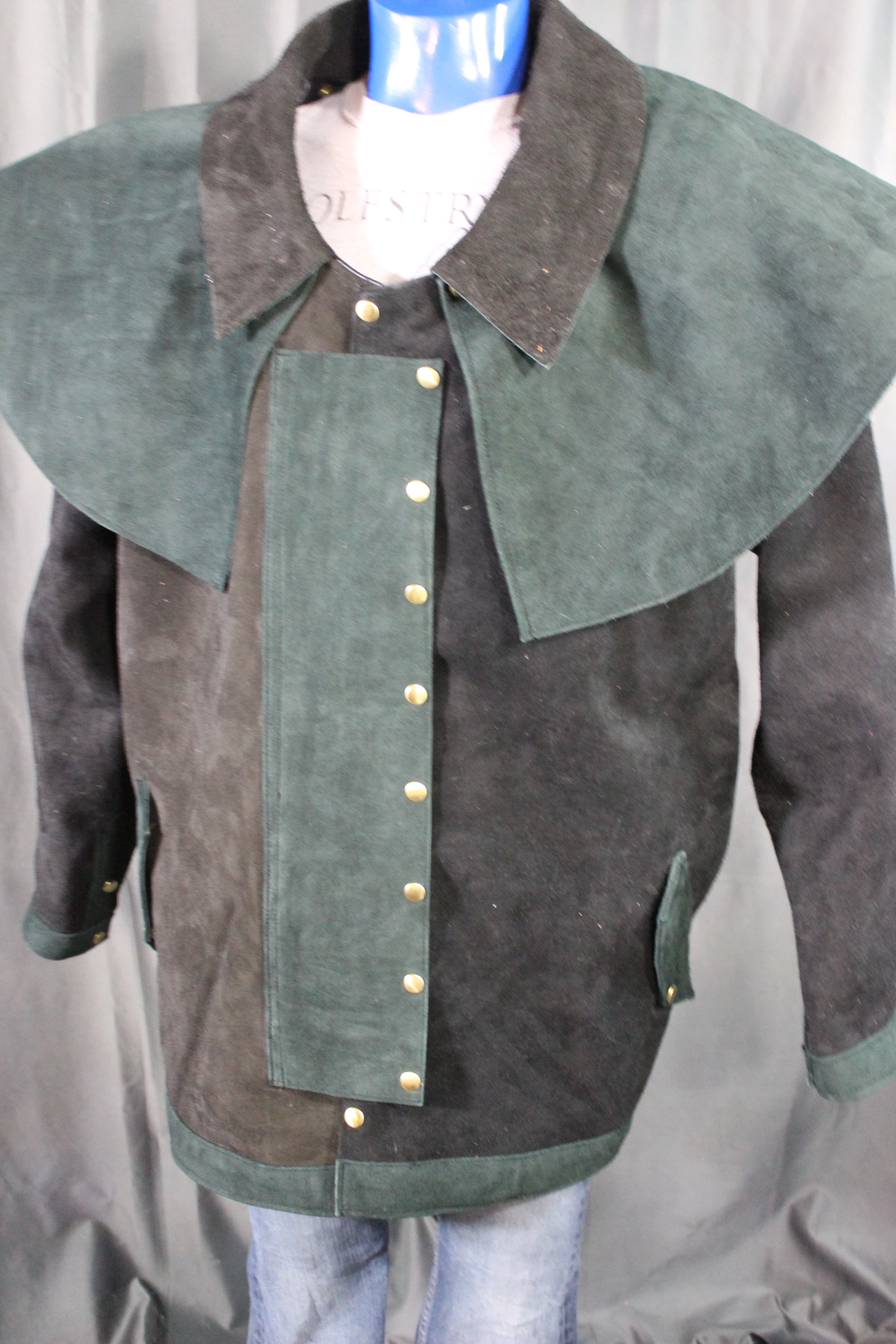 Suede Leather Duster (shortened) with Mantle - Image 12