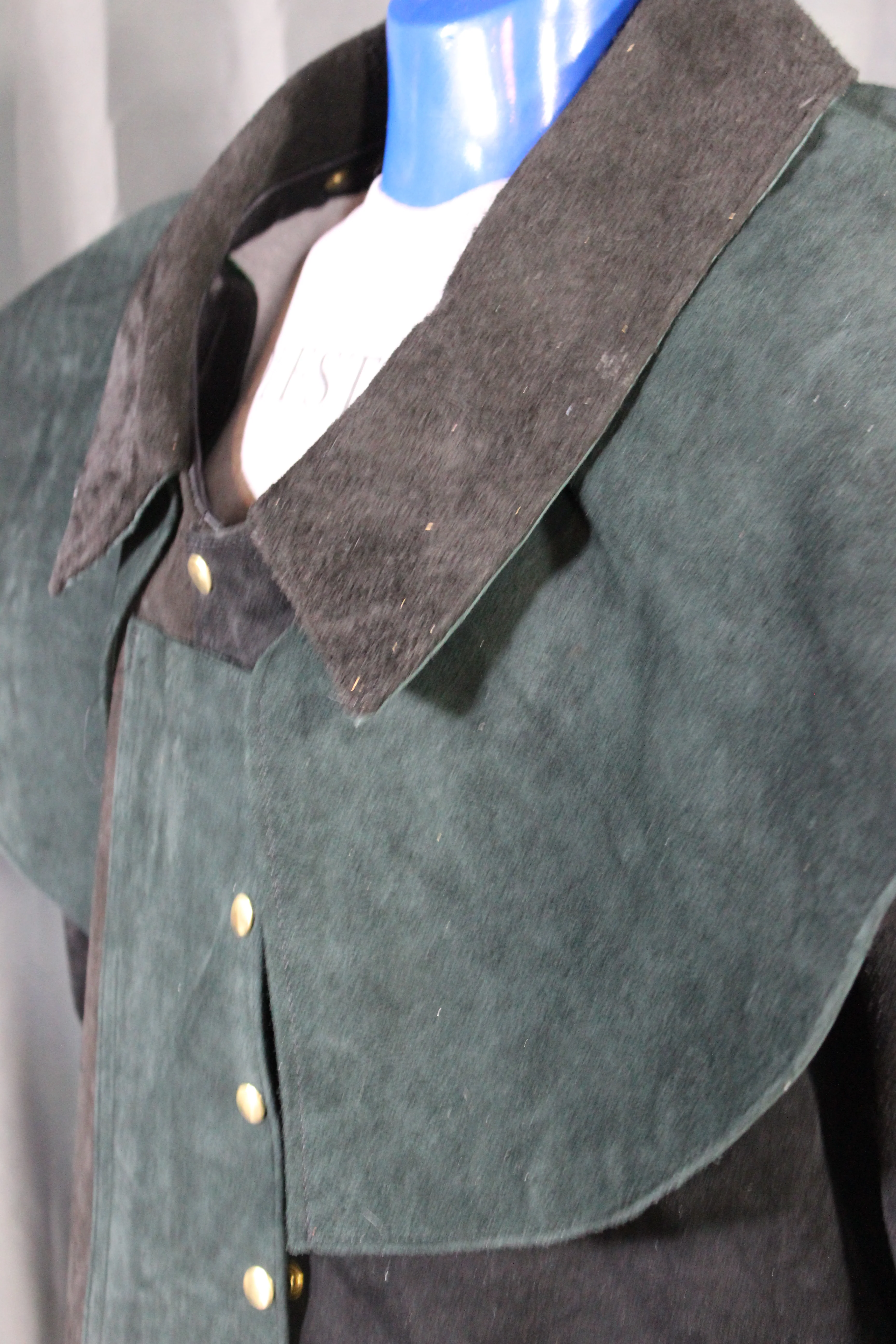 Suede Leather Duster (shortened) with Mantle - Image 7